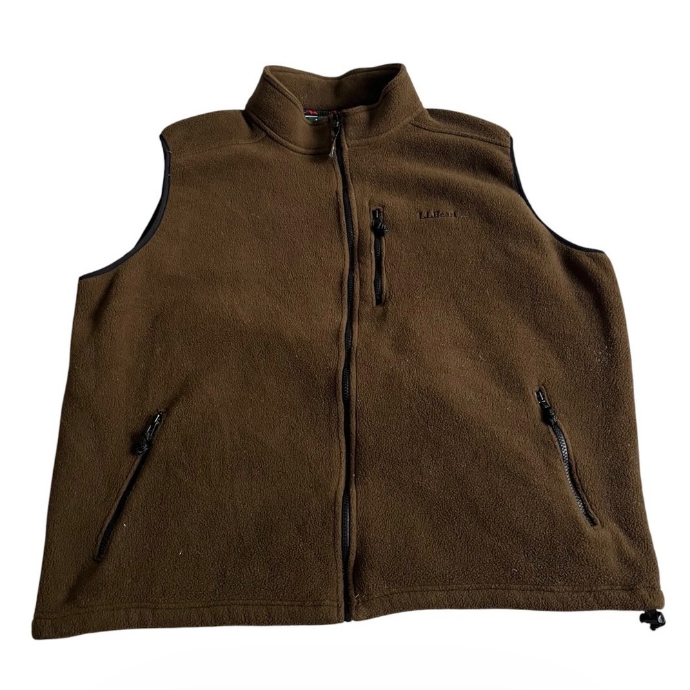 LL Bean Fleece Vest Men's XL Full Zip Outdoors Brown Hiking Factory Store 90s